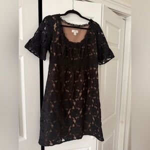 LOFT Elegant Black Floral Lace Dress